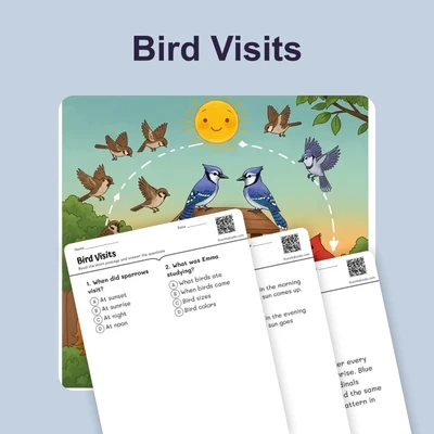 Bird Visits - reading educational content