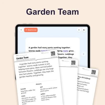 How Worms, Bees, and Ladybugs Help the Garden - reading educational content