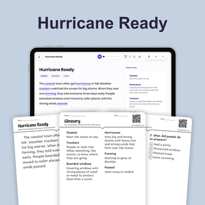 Hurricane Ready - reading educational content