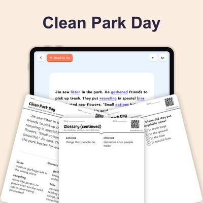 Jin’s Clean-Up Crew - reading educational content