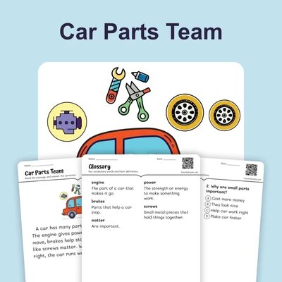 Car Parts - reading educational content