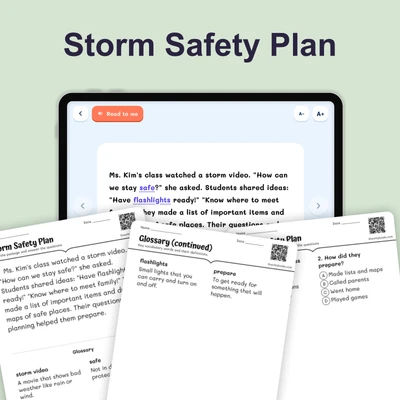 Storm Safety Plan - reading educational content