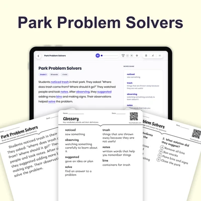 Park Cleanup - reading educational content