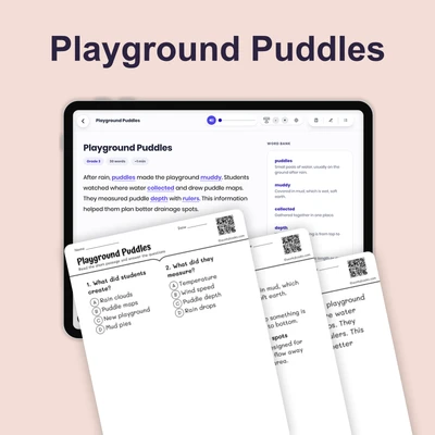 Playground Puddles - reading educational content