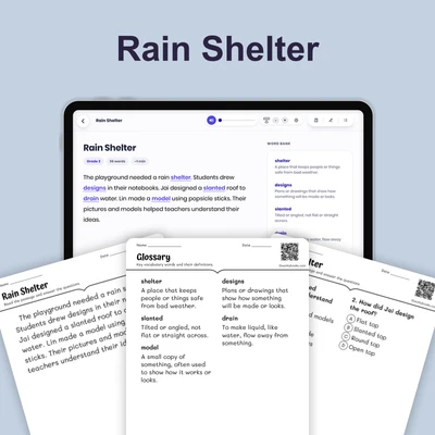 Rain Shelter - reading educational content