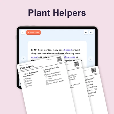Plant Helpers - reading educational content