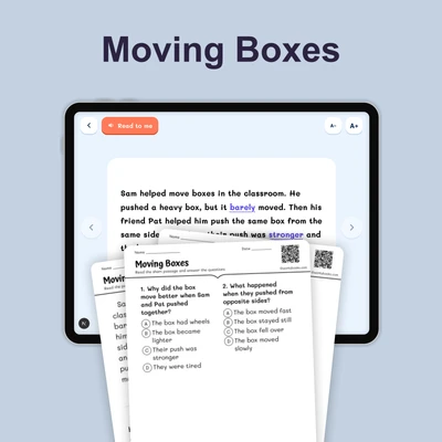 Moving Boxes - reading educational content