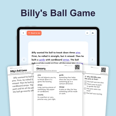 Billy's Bouncing Ball - reading educational content