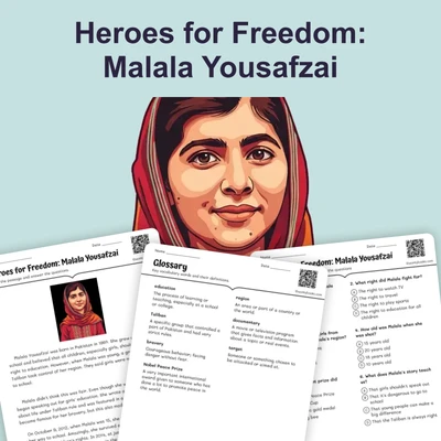 Heroes for Freedom: Malala Yousafzai - reading educational content