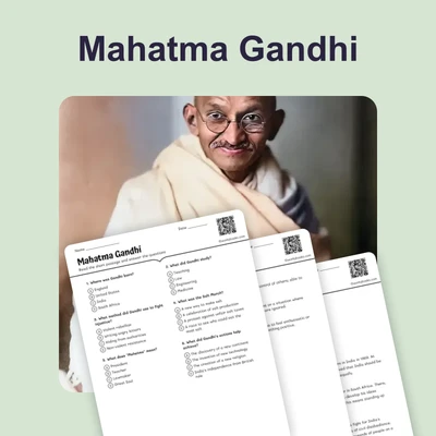 Heroes for Freedom: Mahatma Gandhi, - reading educational content