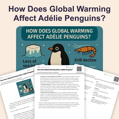How Does Global Warming Affect Adélie Penguins? - reading educational content