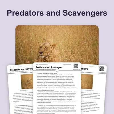 Predators and Scavengers of Savanna - reading educational content