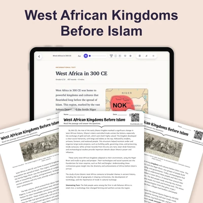 West Africa in 300 CE - reading educational content