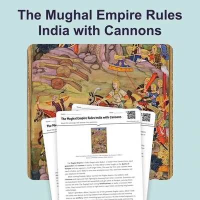The Mughal Empire Rules India with Cannons - reading educational content