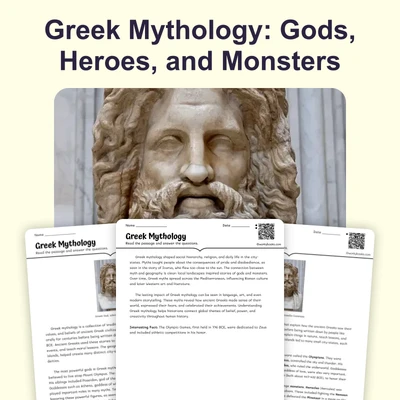 Greek Mythology and Gods - reading educational content