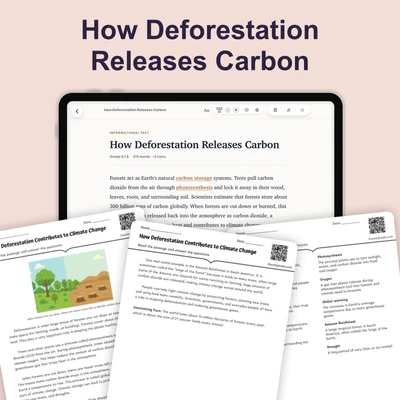 Deforestation and Climate Change - reading educational content