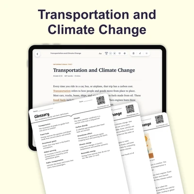 Transportation and Climate Change - reading educational content