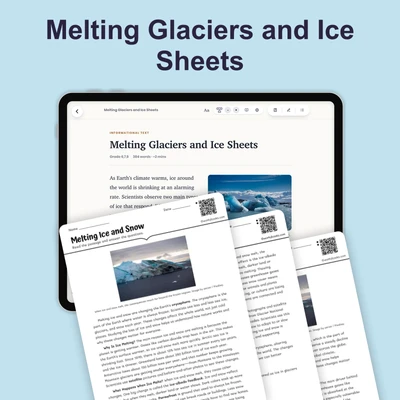 Melting Glaciers and Ice Sheets - reading educational content