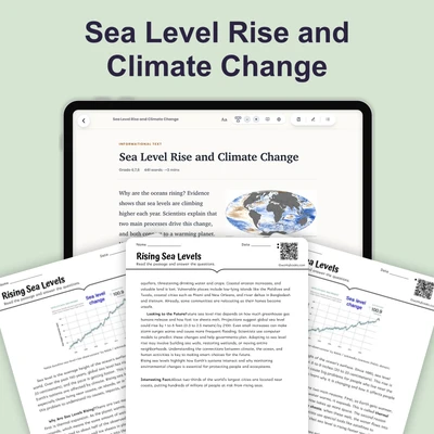 Sea Level Rise and Climate Change - reading educational content