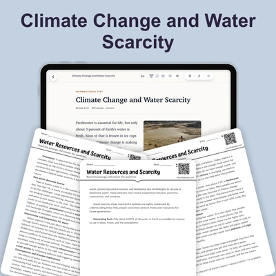 Climate Change and Water Scarcity - reading educational content