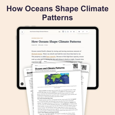 Oceans and Climate Patterns - reading educational content