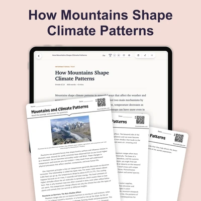 Mountains, Elevation, and Climate - reading educational content