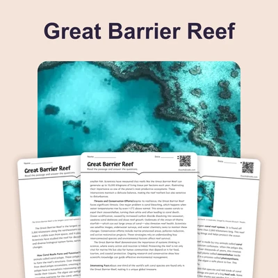 Great Barrier Reef - reading educational content