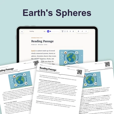 Earth's Spheres - reading educational content