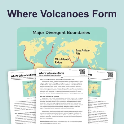 Where Volcanoes Form - reading educational content