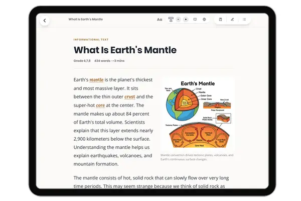 What Is Earth's Mantle - reading educational content