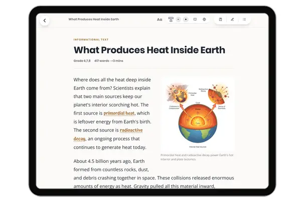 What Produces Heat Inside Earth - reading educational content