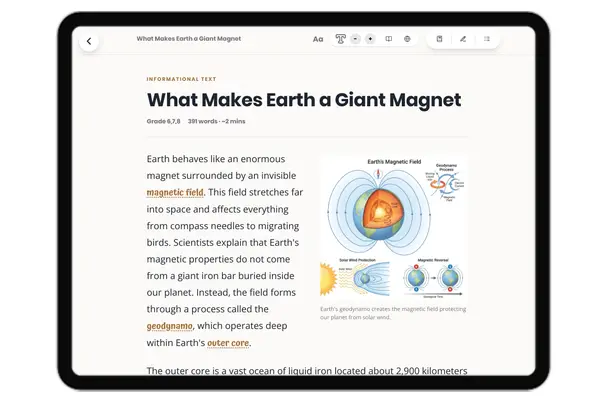 What Makes Earth a Giant Magnet  - reading educational content