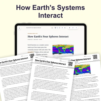 How Earth's Systems Interact - reading educational content