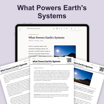 What Powers Earth's Systems - reading educational content