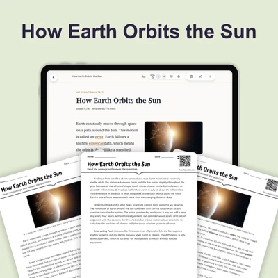 How Earth Orbits the Sun - reading educational content