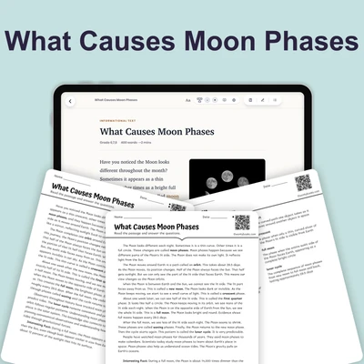 What Causes Moon Phases - reading educational content