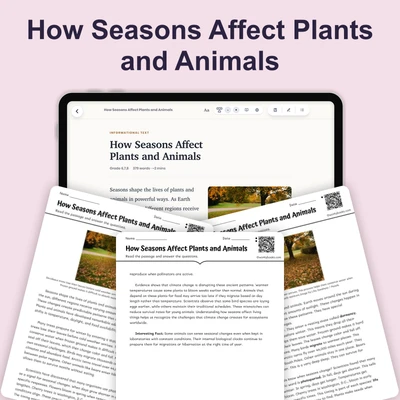 How Seasons Affect Plants and Animals - reading educational content