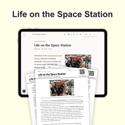 Life on the Space Station - reading educational content