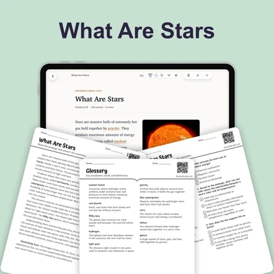 What Are Stars - reading educational content