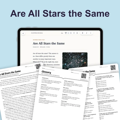 Are All Stars the Same - reading educational content
