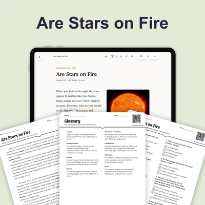 Are Stars on Fire - reading educational content