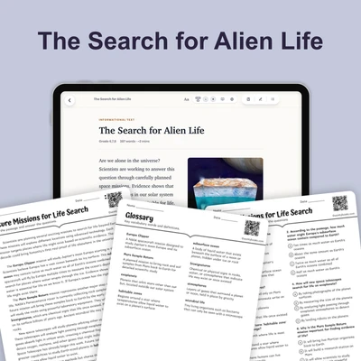 The Search for Alien Life - reading educational content