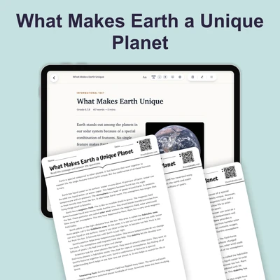 What Makes Earth Unique  - reading educational content
