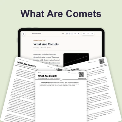 What Are Comets - reading educational content