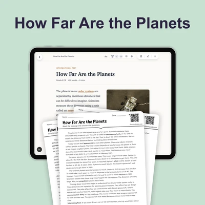 How Far Are the Planets - reading educational content