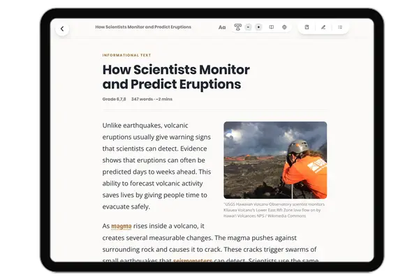 How Scientists Monitor and Predict Eruptions - reading educational content