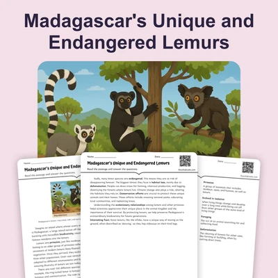 Madagascar's Unique and Endangered Lemurs - reading educational content