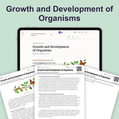 Growth and Development of Organisms - reading educational content