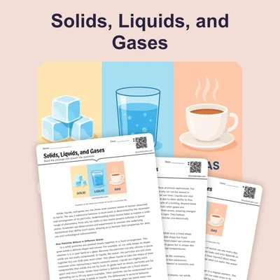 Solids, Liquids, and Gases - reading educational content