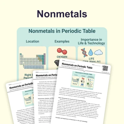 Nonmetals on Periodic Table - reading educational content